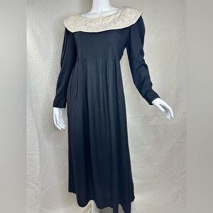 Sarah Elizabeth VTG Pearl Collar Black Dress